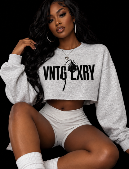 Women’s Cropped Grey Crewneck